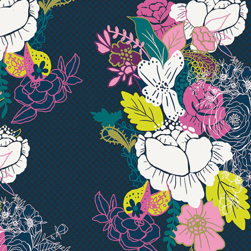 Flowerdrama Notte Fabric, 1 yard // Art Gallery Fabric // Virtuosa // Bari J
