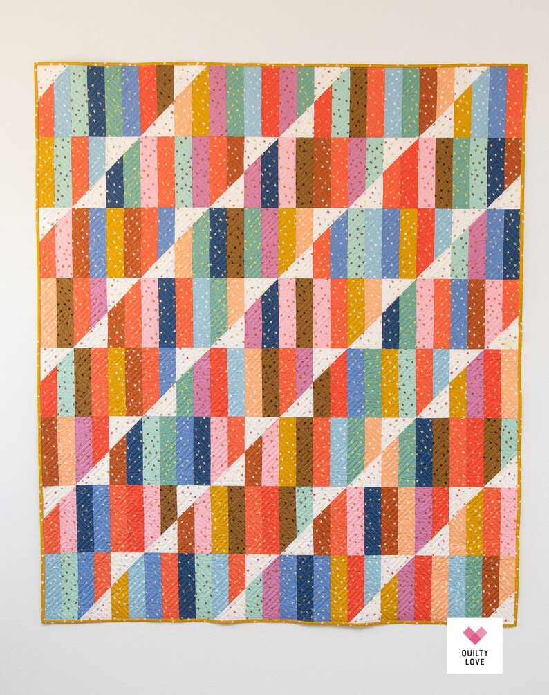 Quilty Love Happy Stripes Quilt Pattern // Fat Quarter Quilt // No. 144 // Baby  // Throw // Crib // Queen // Emily Dennis