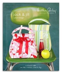 Heather Bailey's Jack and Jill Lunch Bag Sewing Pattern, FREE SHIPPING