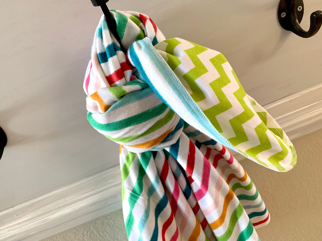Rainbow Stripe Double Sided Baby  Blanket Swaddler//  Receiving Blanket //  Swaddling Blanket // Flannel  //unisex // wrap //