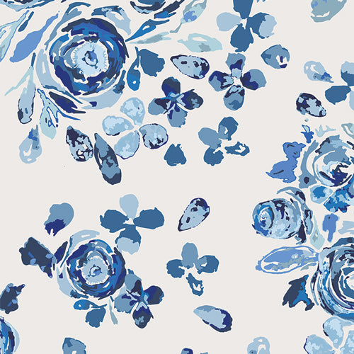 Swifting Flora Indigo Fabric, 1 yard // Art Gallery Fabric // True Blue // Denim // Flowers // Navy