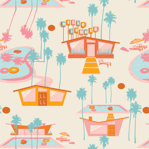 Sunburst Hello Summer Hot Fabric, 1 yard // Art Gallery Fabric // Beach // Vacation // Florida // Palm Trees