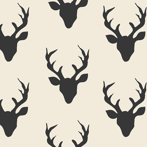 Hello, Bear Buck Forest Midnight Fabric, 1 yard // Art Gallery Fabric // Deer Season // Fawn // Cream // Black