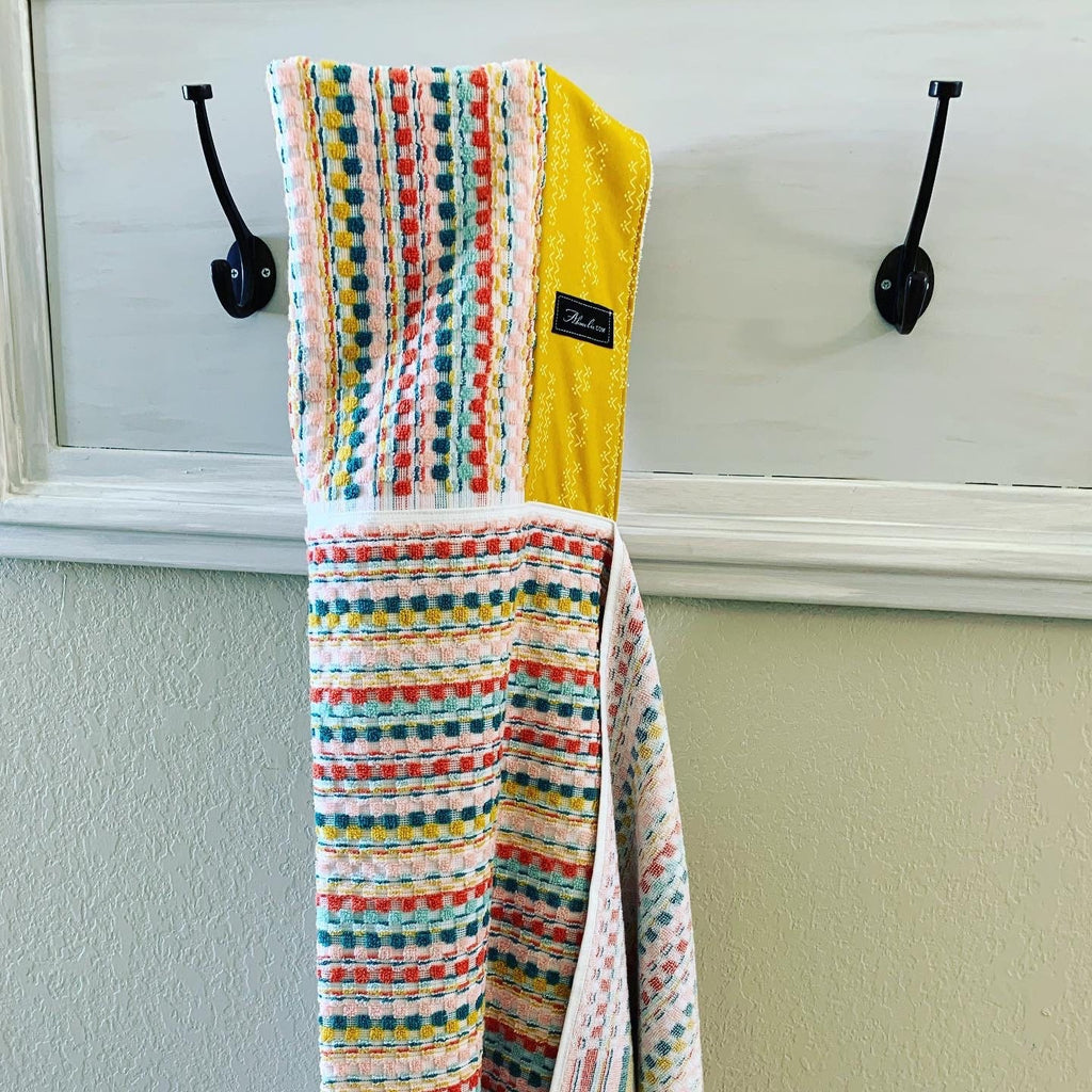 Opalhouse Stripe + Mustard Lugu Hooded Bath Beach Pool Towel