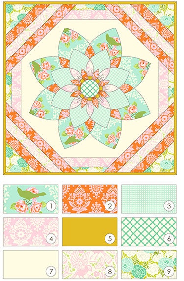 Heather Bailey Prize Bloom Quilt Sewing Pattern, FREE SHIPPING